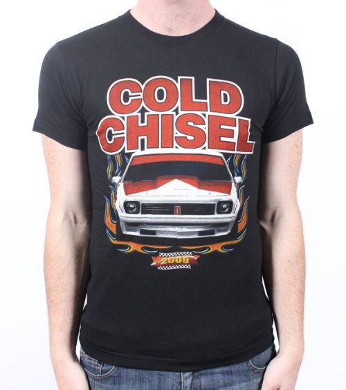 V8 Red Car Black Tshirt by Cold Chisel