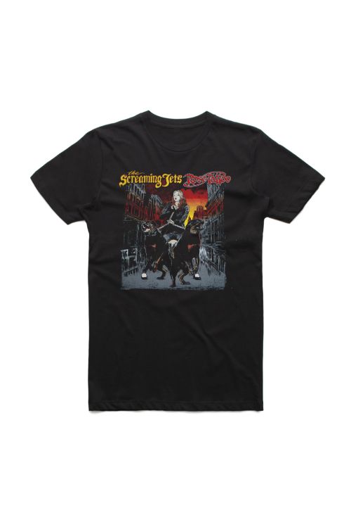 Off The Chain Event Shirt Tour 2019 Black Tshirt (Tatts/Jets) by Rose Tattoo