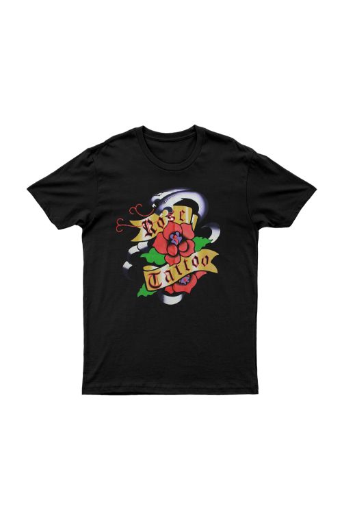 Purple Snakes/Roses Black Tshirt (No Back Print) by Rose Tattoo