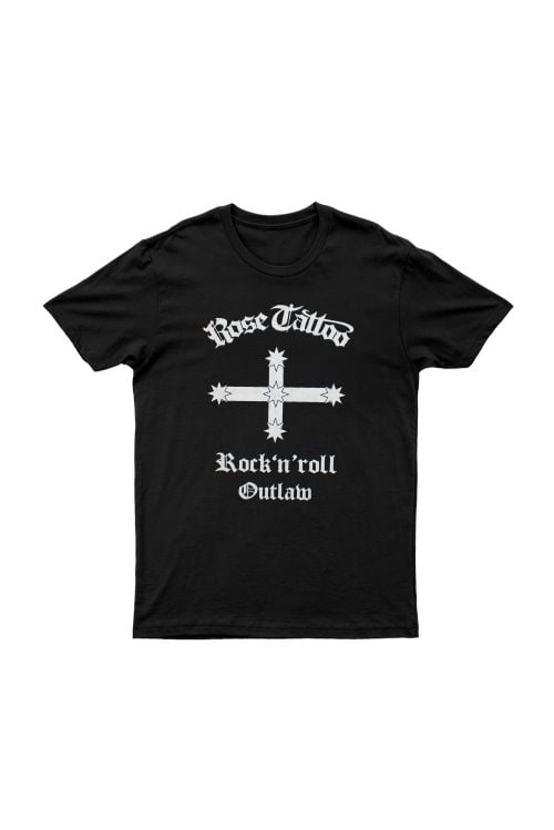Southern Cross Black Tshirt - w/ back neck Logo & Stars by Rose Tattoo