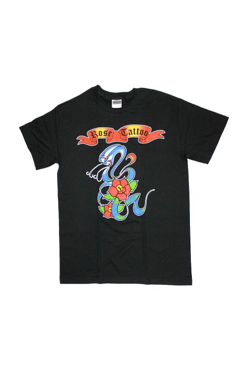 Snakes - Classic Logo Black Tshirt by Rose Tattoo