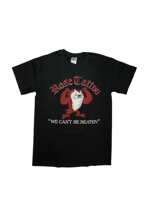 We Cant Be Beaten 1983 Retro Black Tshirt by Rose Tattoo