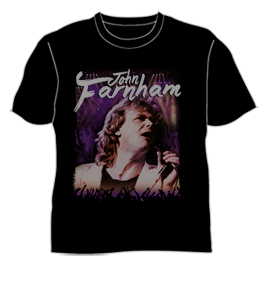 John Farnham Retro Live Black Tshirt by John Farnham