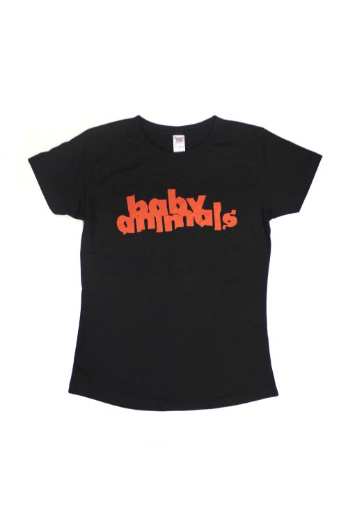 Red Logo Ladies Black Tshirt by Baby Animals