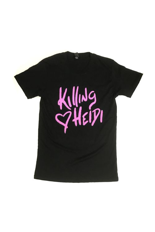 Spray Pink Heart Black 2017 Tour Tshirt by Killing Heidi