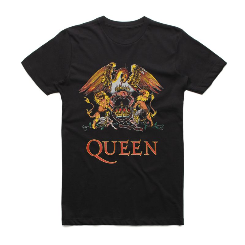 Queen T-Shirt Ufficiale Unisex Con Diamanti - Ornate Crest Logo - Nero - 60% Cotone Riciclato, 40% Poliestere Riciclato